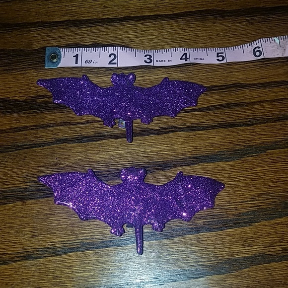 4" Purple Glitter Bat Hair Clips Gothic Halloween - Picture 8 of 8
